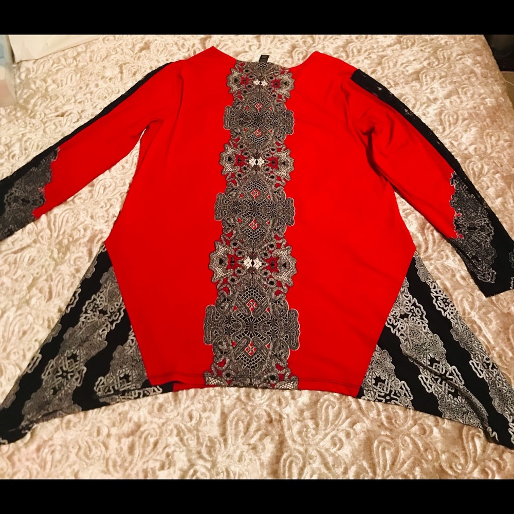 Red Jacquard Top